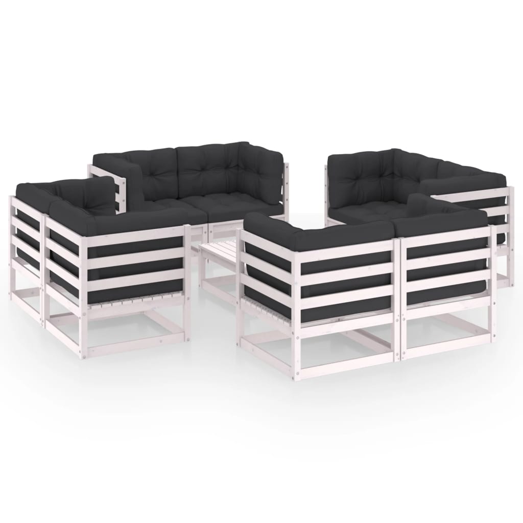 Set Mobilier De Grădină, 9 Piese, , Lemn Masiv De Pin