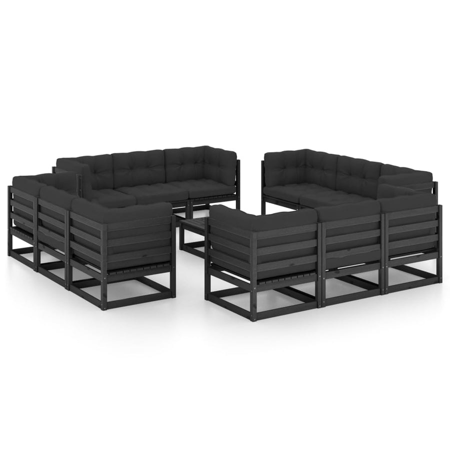 Vixl Set Mobilier Grădină Cu Perne, 13 Piese, Lemn Masiv Pin