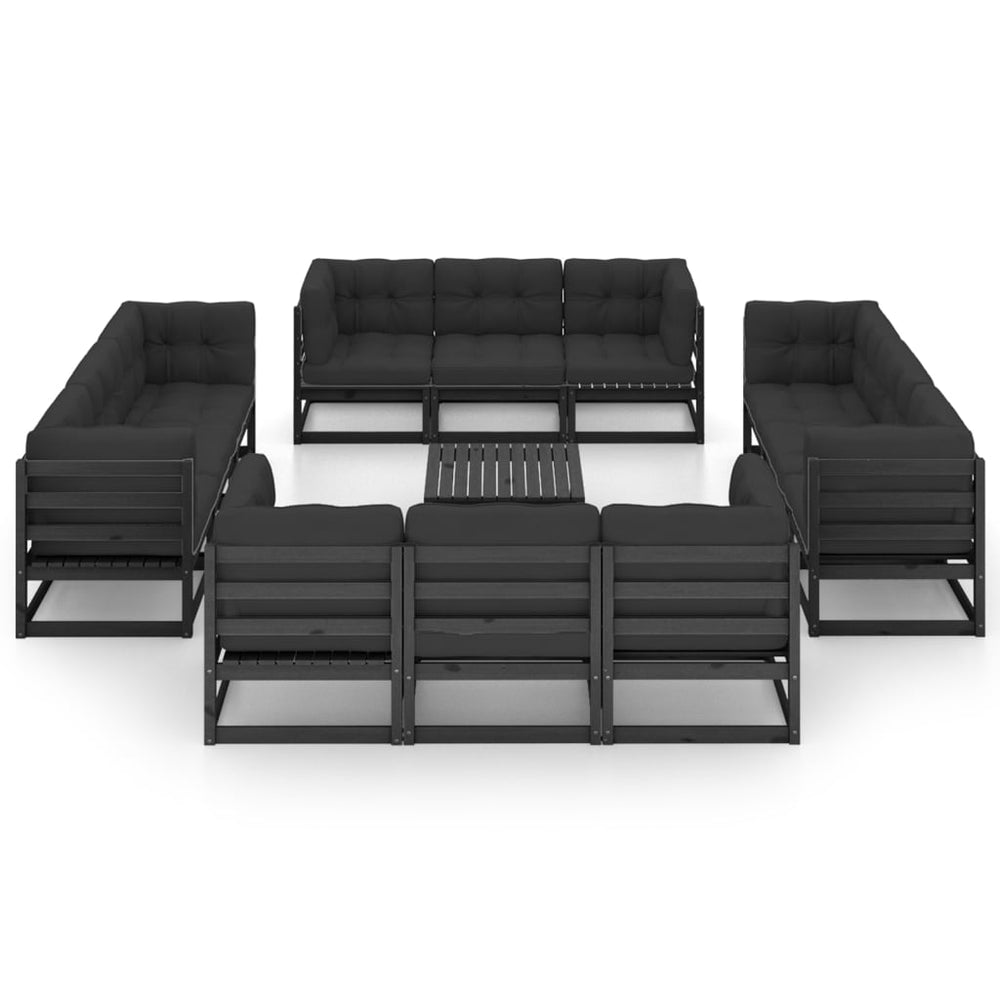 Vixl Set Mobilier Grădină Cu Perne, 13 Piese, Lemn Masiv Pin