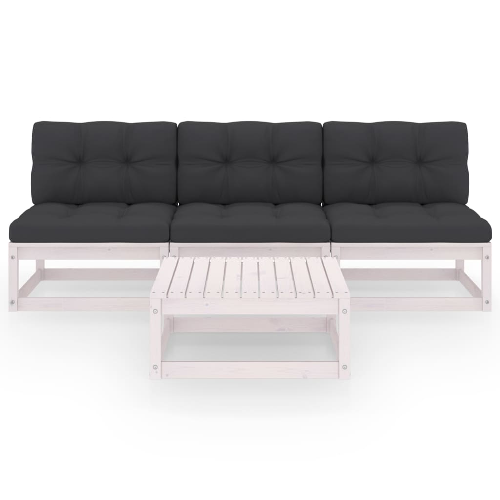 Vixl Set Mobilier De Grădină Cu Perne, 4 Piese, Lemn Masiv De Pin