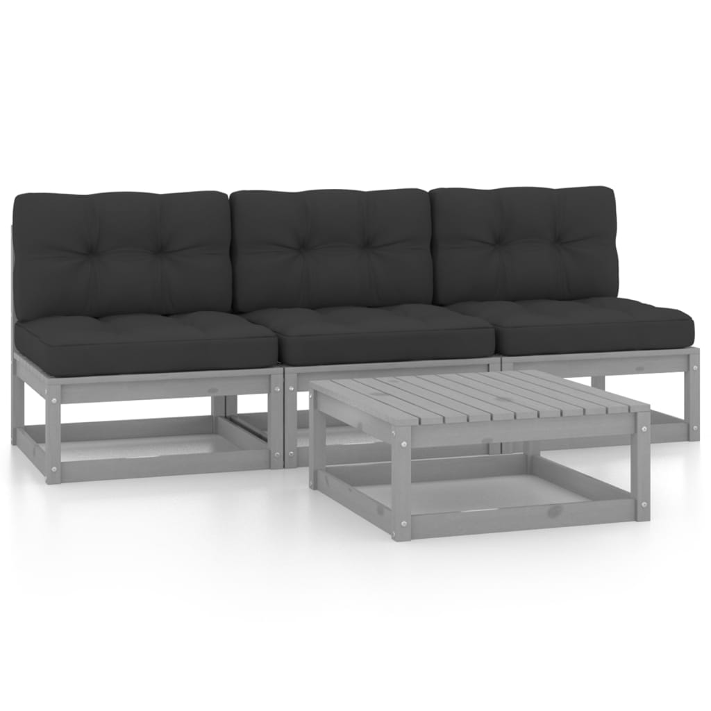 Vixl Set Mobilier De Grădină Cu Perne, 4 Piese, Lemn Masiv De Pin