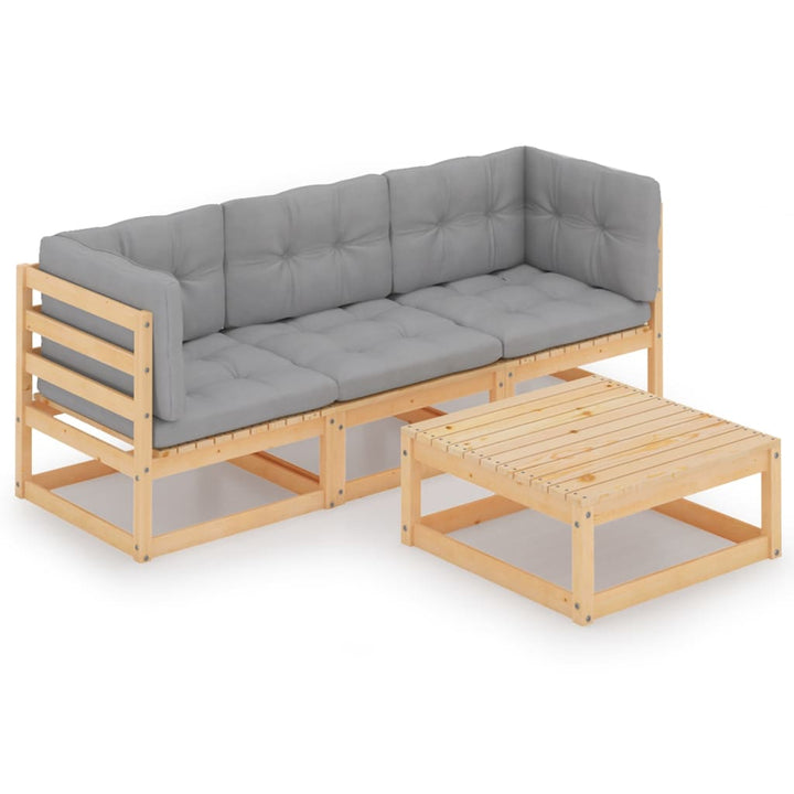 Vixl Set Mobilier De Grădină Cu Perne, 4 Piese, Lemn Masiv De Pin