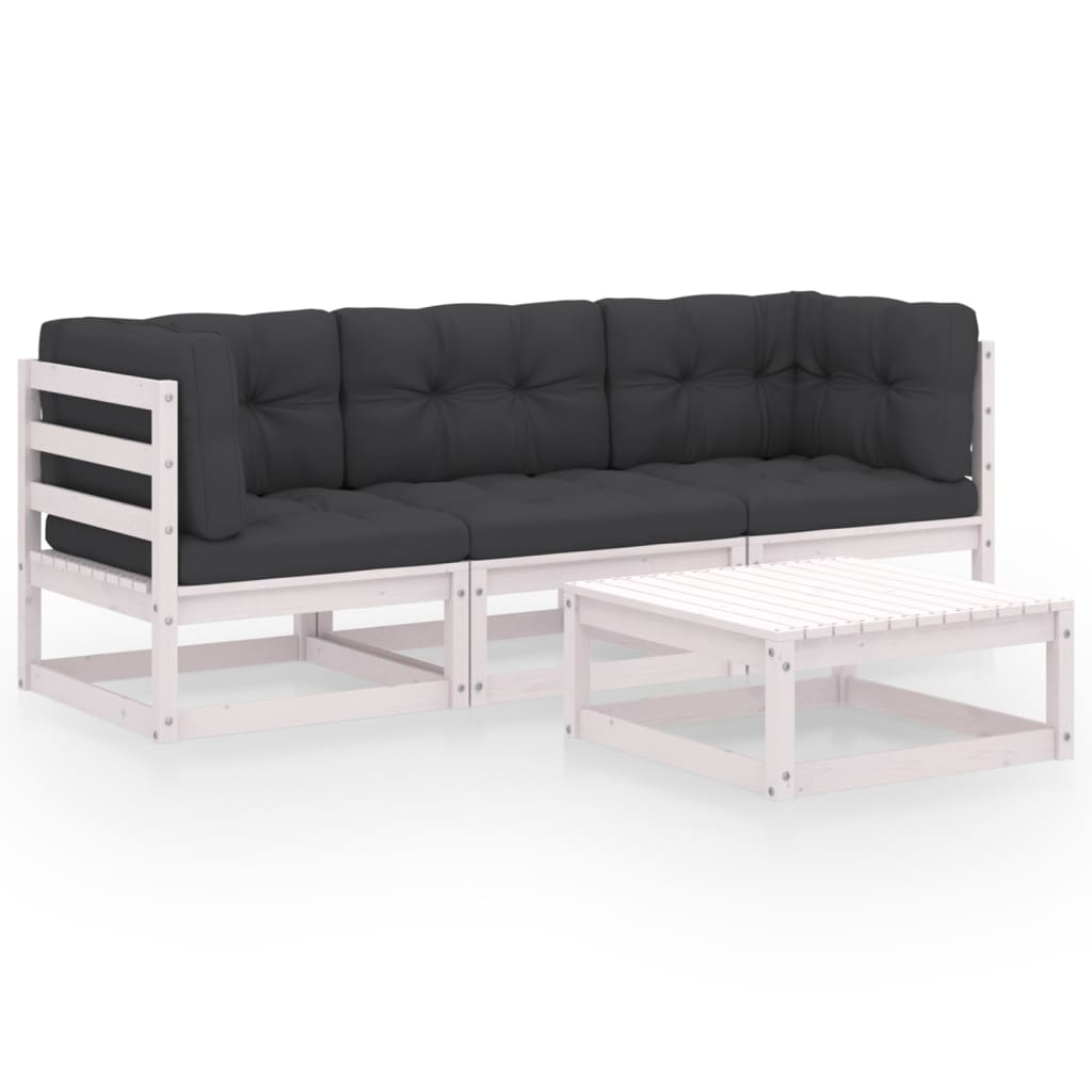 Vixl Set Mobilier De Grădină Cu Perne, 4 Piese, Lemn Masiv De Pin