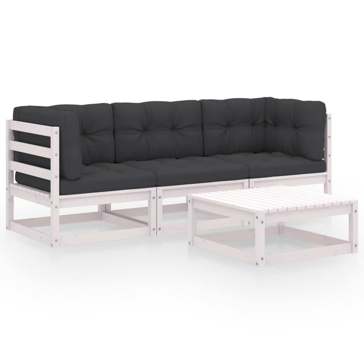 Vixl Set Mobilier De Grădină Cu Perne, 4 Piese, Lemn Masiv De Pin