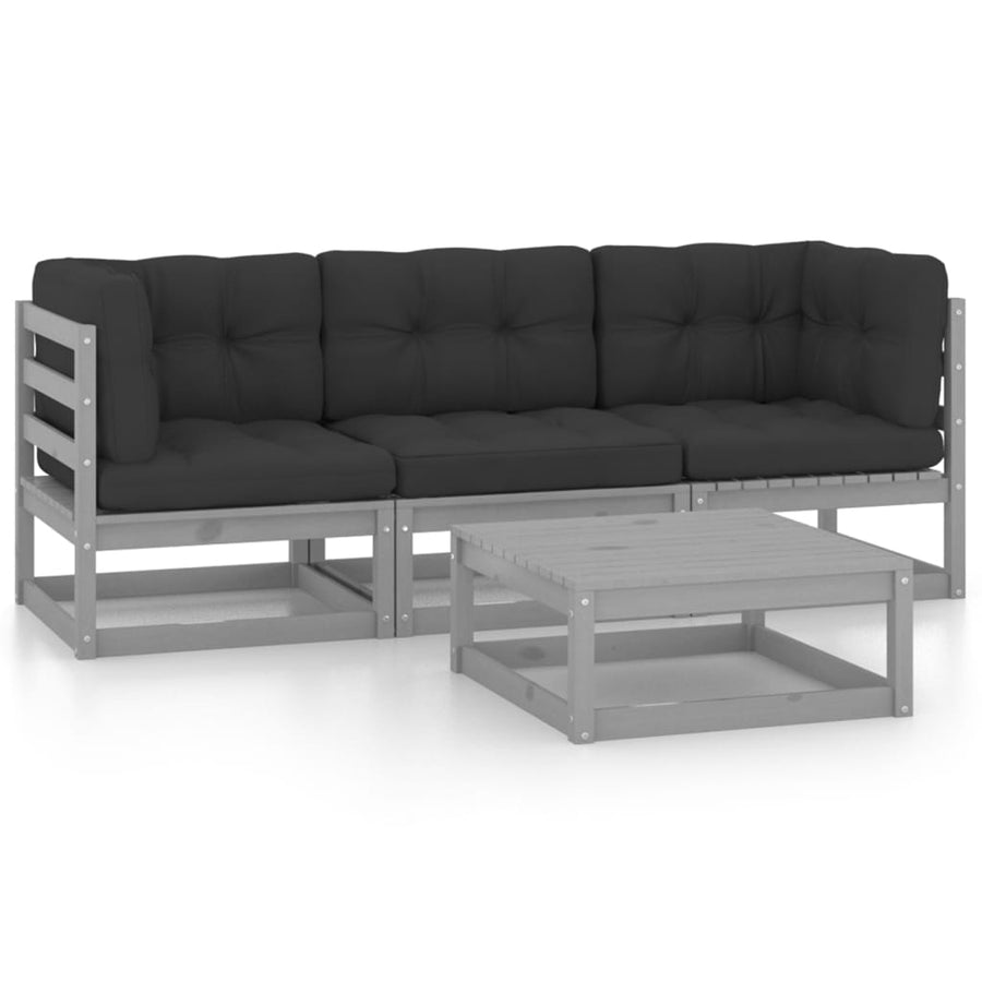 Vixl Set Mobilier De Grădină Cu Perne, 4 Piese, Lemn Masiv De Pin