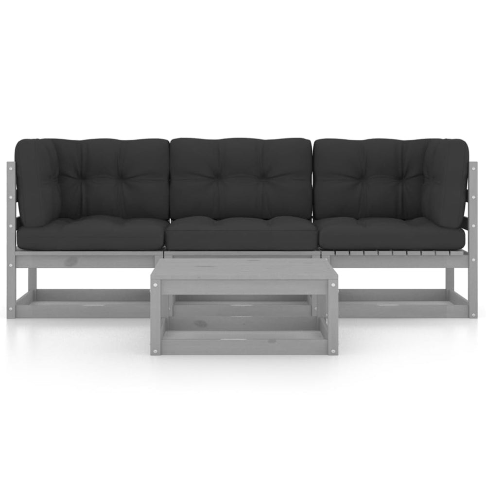 Vixl Set Mobilier De Grădină Cu Perne, 4 Piese, Lemn Masiv De Pin
