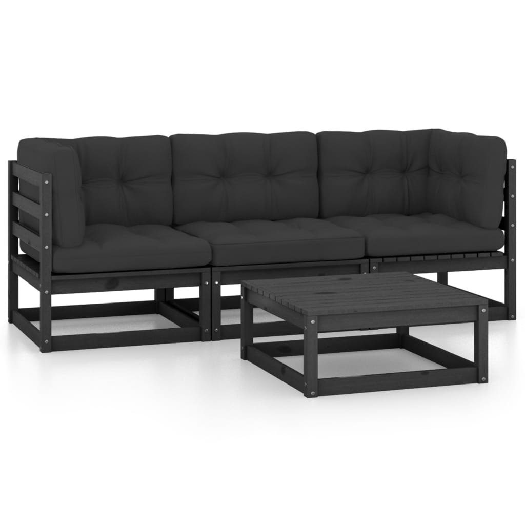 Vixl Set Mobilier De Grădină Cu Perne, 4 Piese, Lemn Masiv De Pin