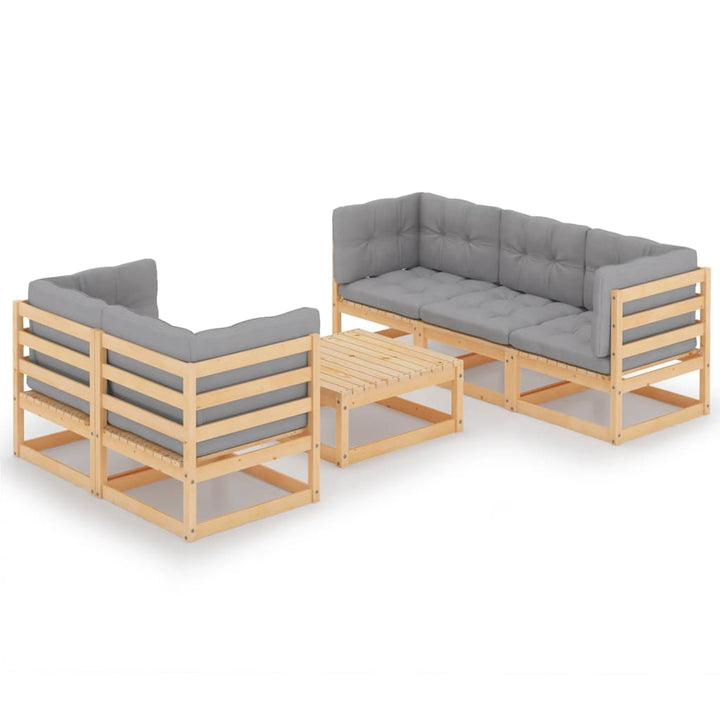 Vixl Set Mobilier De Grădină Cu Perne, 6 Piese, Lemn Masiv Pin