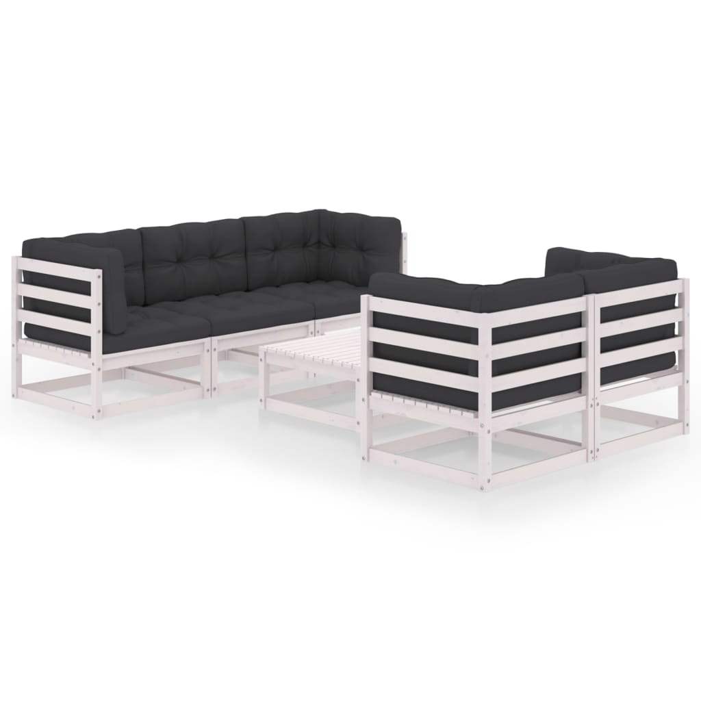 Vixl Set Mobilier De Grădină Cu Perne, 6 Piese, Lemn Masiv Pin