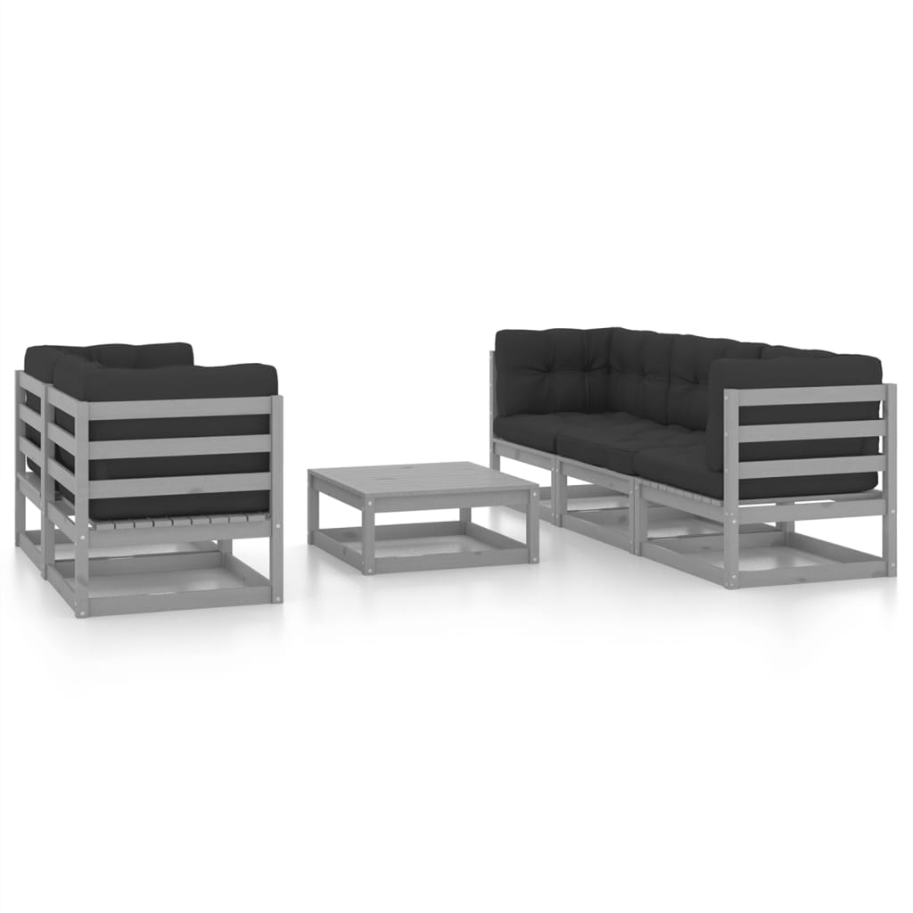 Vixl Set Mobilier De Grădină Cu Perne, 6 Piese, Lemn Masiv Pin