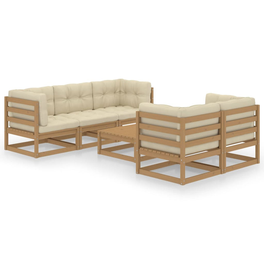 Vixl Set Mobilier De Grădină Cu Perne, 6 Piese, Lemn Masiv Pin