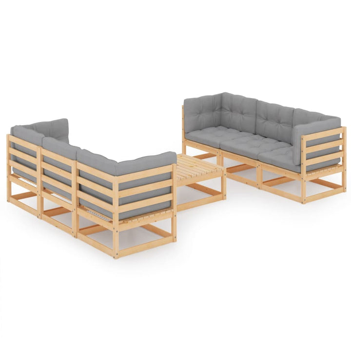 Set Mobilier De Grădină, 7 Piese, , Lemn Masiv De Pin
