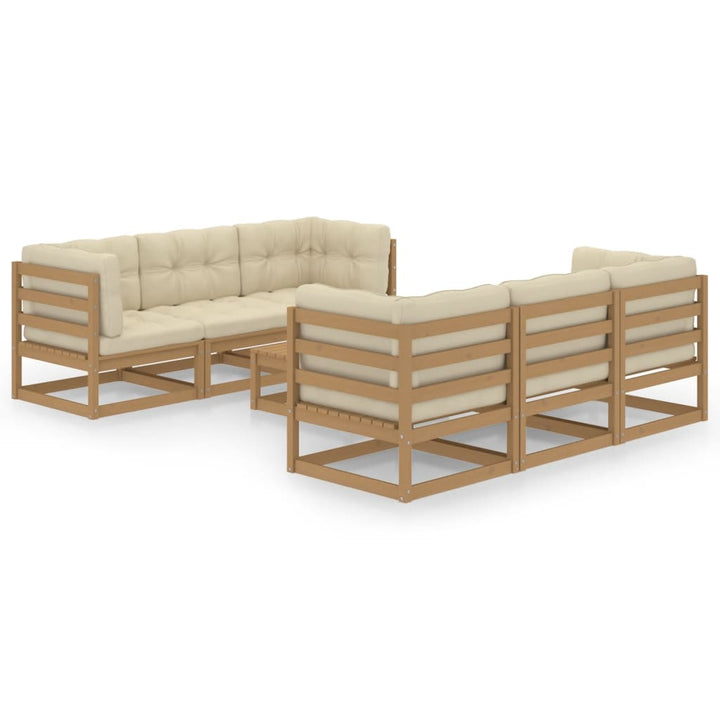 Set Mobilier De Grădină, 7 Piese, , Lemn Masiv De Pin