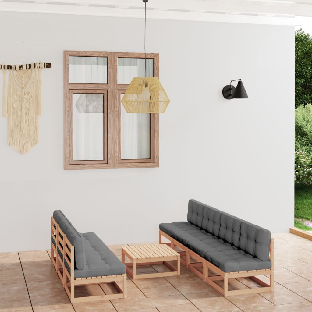 Vixl Set Mobilier De Grădină Cu Perne, 8 Piese, Lemn Masiv De Pin