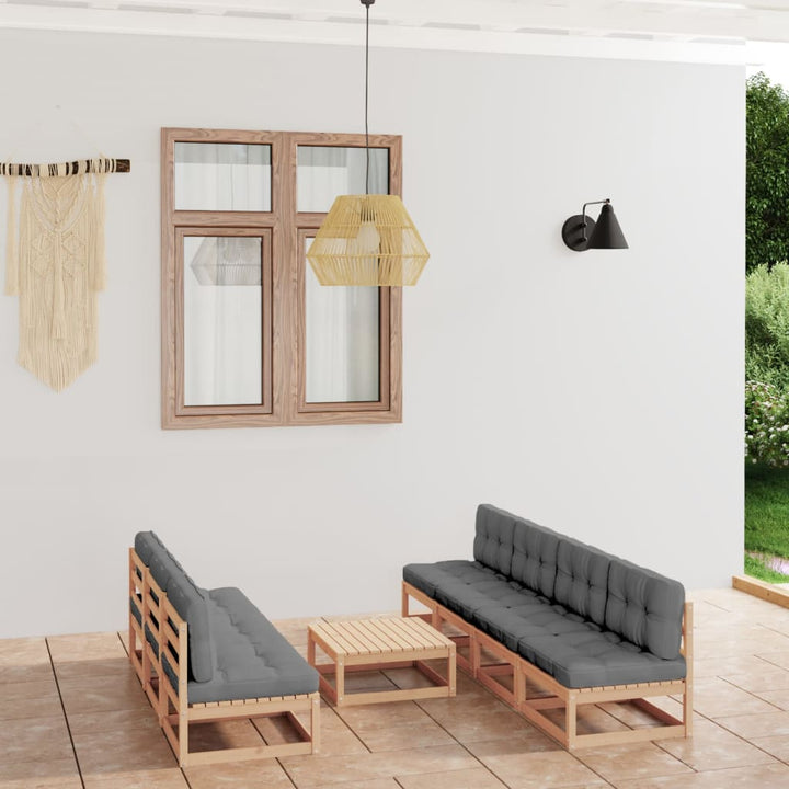 Vixl Set Mobilier De Grădină Cu Perne, 8 Piese, Lemn Masiv De Pin