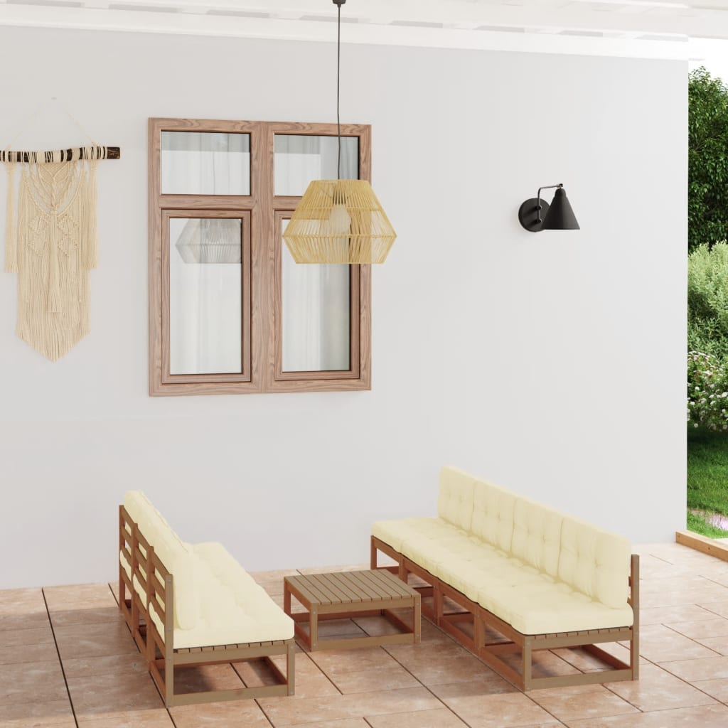 Vixl Set Mobilier De Grădină Cu Perne, 8 Piese, Lemn Masiv De Pin