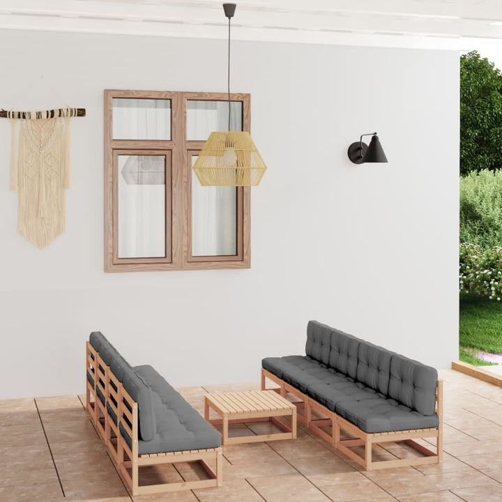 Vixl Set Mobilier Grădină Cu Perne, 9 Piese, Lemn Masiv Pin
