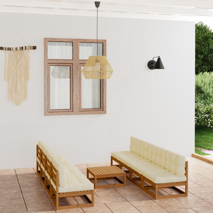 Vixl Set Mobilier Grădină Cu Perne, 9 Piese, Lemn Masiv Pin