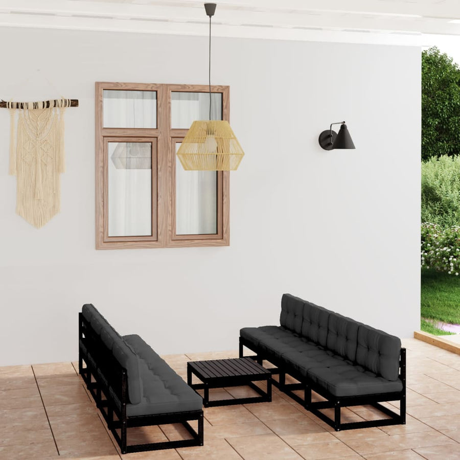 Vixl Set Mobilier Grădină Cu Perne, 9 Piese, Lemn Masiv Pin