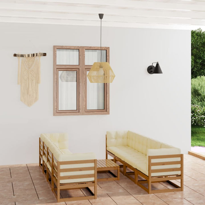 Vixl Set Mobilier Grădină Cu Perne, 9 Piese, Lemn Masiv De Pin