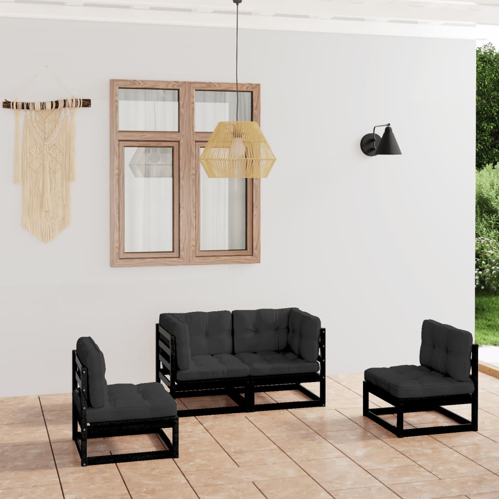 Set Mobilier De Grădină, 4 Piese, , Lemn Masiv De Pin