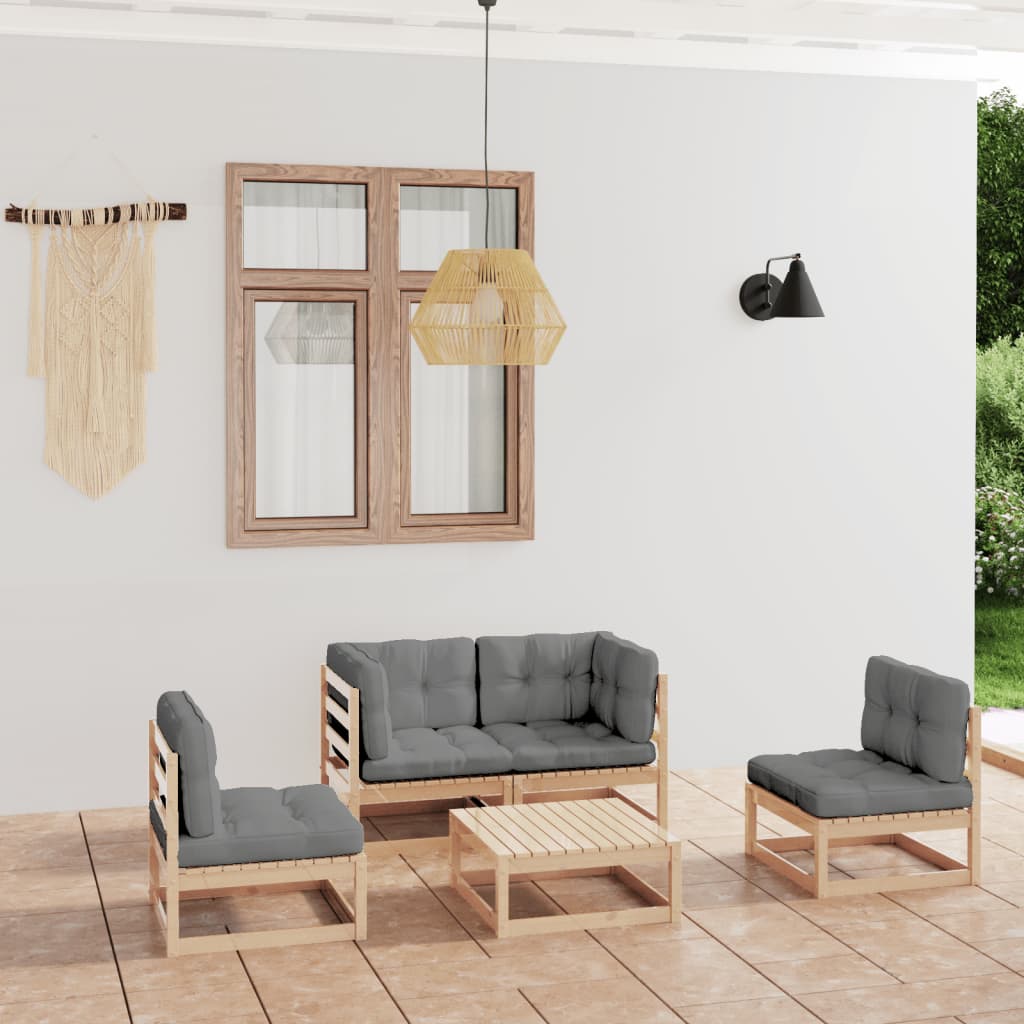 Set Mobilier De Grădină, 5 Piese, Lemn Masiv De Pin