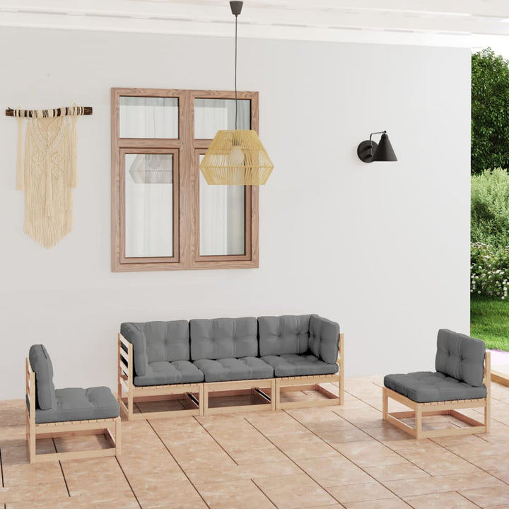 Vixl Set Mobilier De Grădină Cu Perne, 5 Piese, Lemn Masiv De Pin