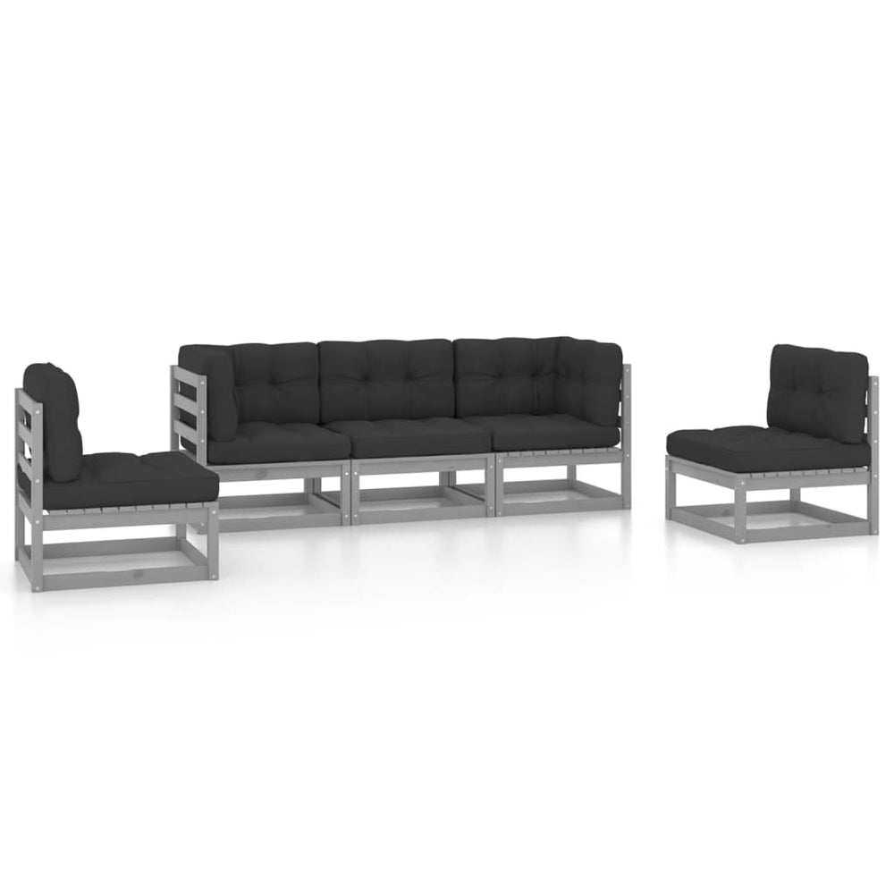 Vixl Set Mobilier De Grădină Cu Perne, 5 Piese, Lemn Masiv De Pin