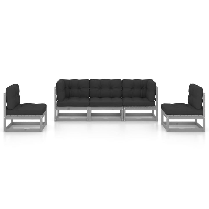 Vixl Set Mobilier De Grădină Cu Perne, 5 Piese, Lemn Masiv De Pin