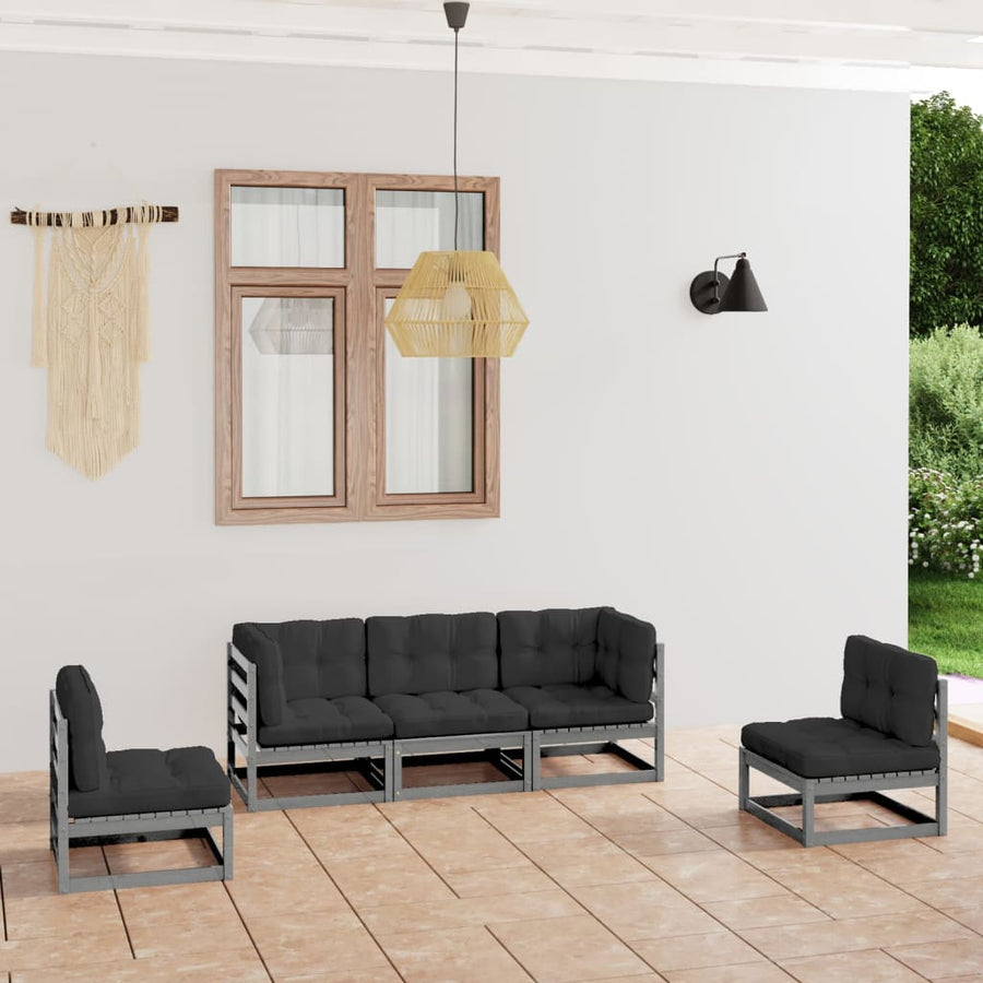 Vixl Set Mobilier De Grădină Cu Perne, 5 Piese, Lemn Masiv De Pin