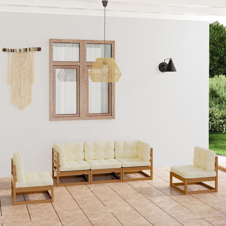 Vixl Set Mobilier De Grădină Cu Perne, 5 Piese, Lemn Masiv De Pin