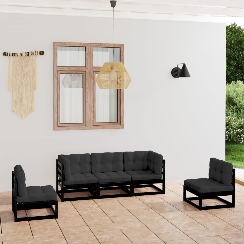 Vixl Set Mobilier De Grădină Cu Perne, 5 Piese, Lemn Masiv De Pin