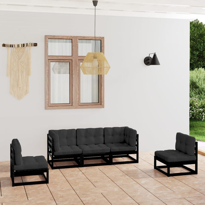 Vixl Set Mobilier De Grădină Cu Perne, 5 Piese, Lemn Masiv De Pin