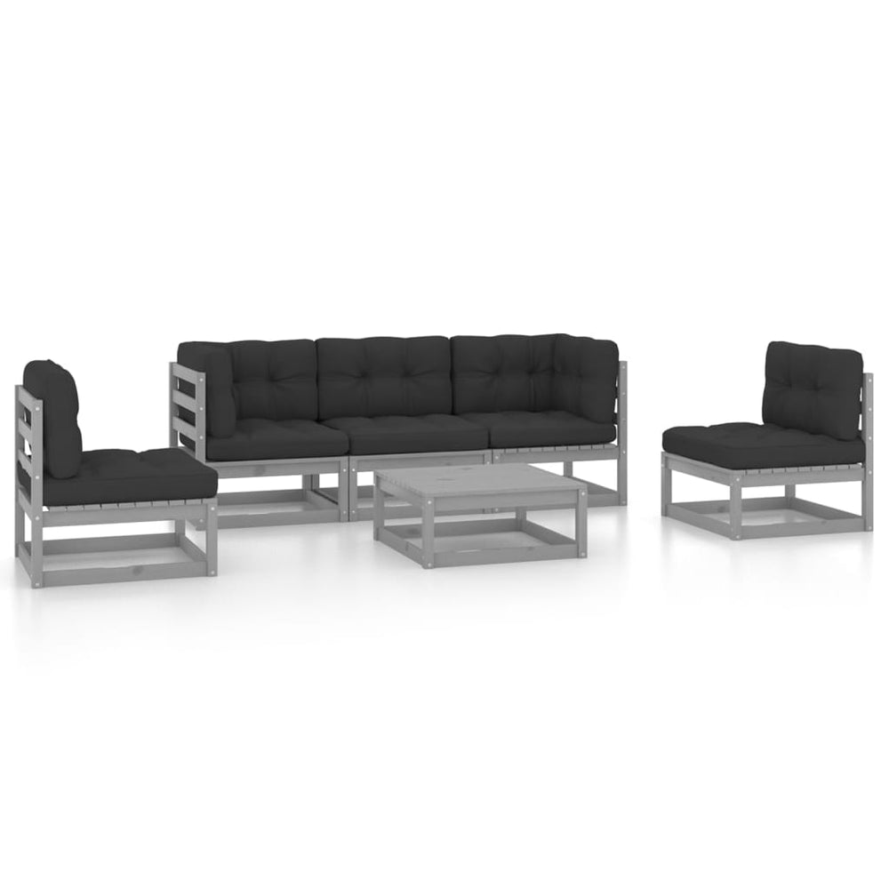Vixl Set Mobilier De Grădină Cu Perne, 6 Piese, Lemn Masiv De Pin