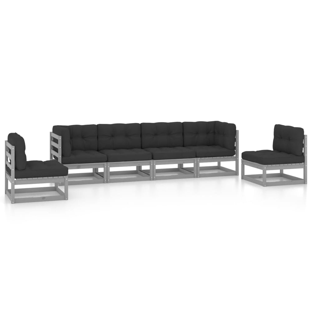 Vixl Set Mobilier De Grădină Cu Perne, 6 Piese, Lemn Masiv De Pin