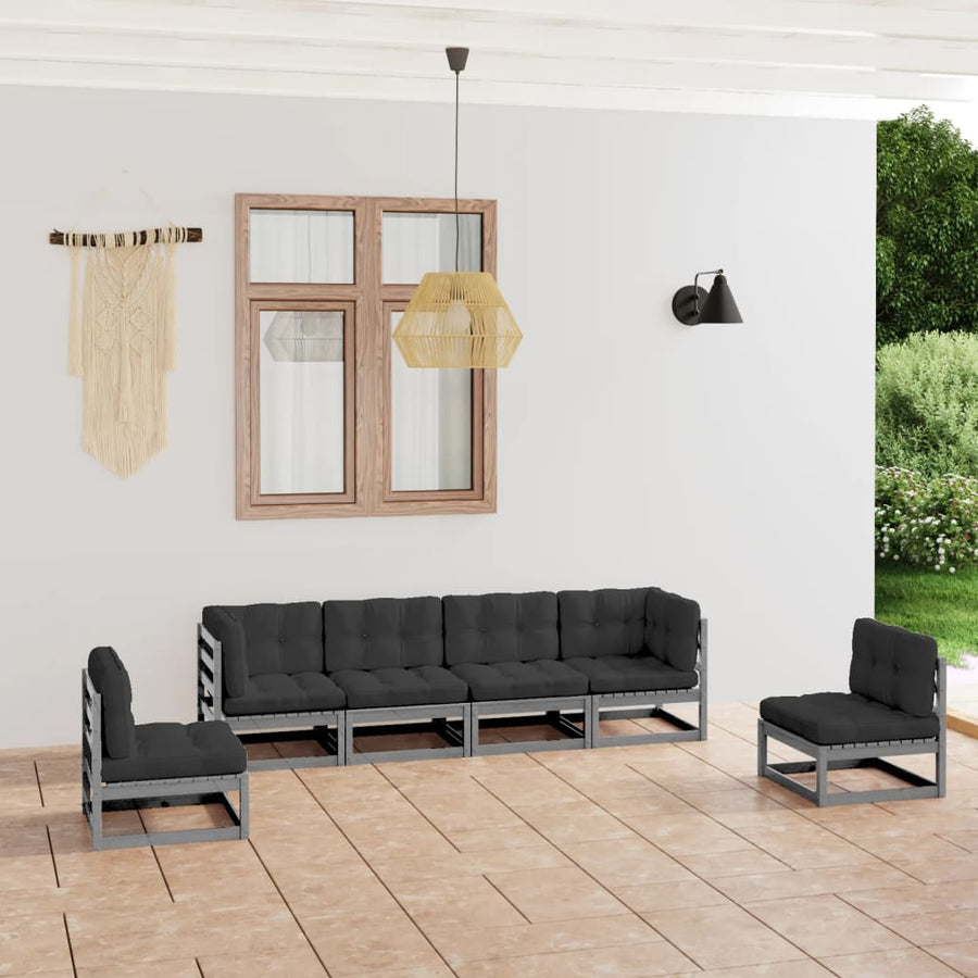 Vixl Set Mobilier De Grădină Cu Perne, 6 Piese, Lemn Masiv De Pin