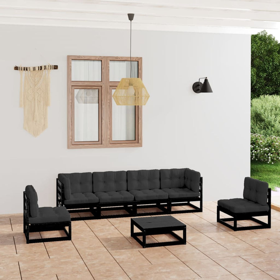 Vixl Set Mobilier Grădină Cu Perne, 7 Piese, Lemn Masiv Pin