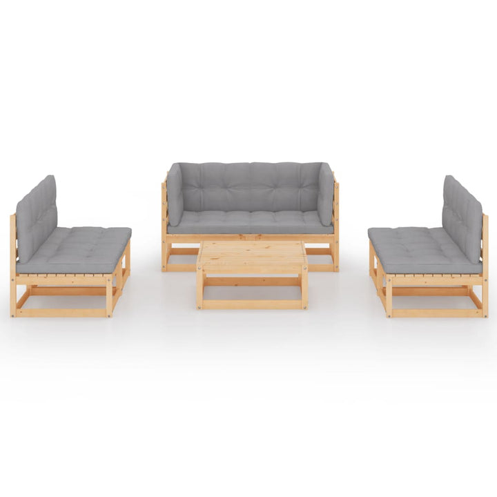 Vixl Set Mobilier De Grădină, 7 Piese, Cu Perne, Lemn Masiv De Pin