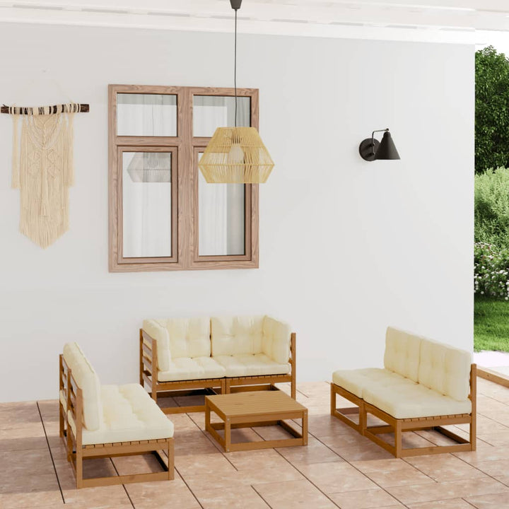 Vixl Set Mobilier De Grădină, 7 Piese, Cu Perne, Lemn Masiv De Pin