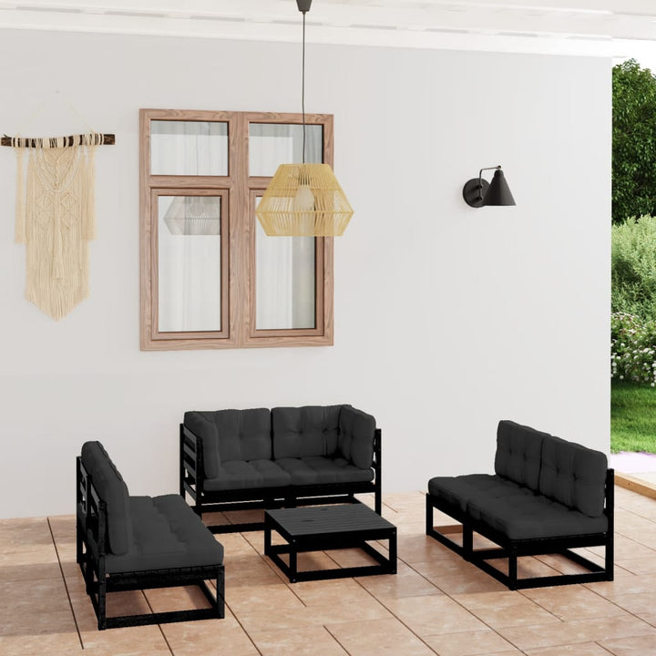 Vixl Set Mobilier De Grădină, 7 Piese, Cu Perne, Lemn Masiv De Pin