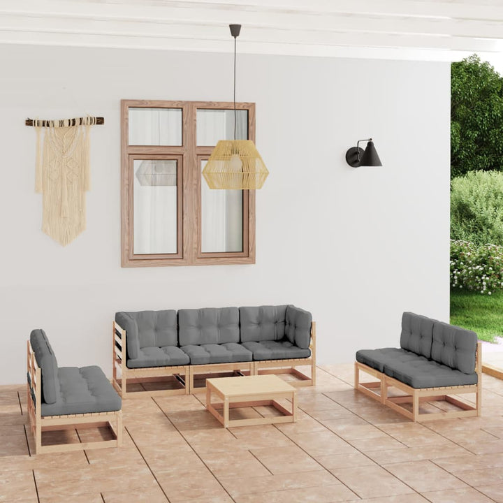 Vixl Set Mobilier De Grădină Cu Perne, 8 Piese, Lemn Masiv De Pin