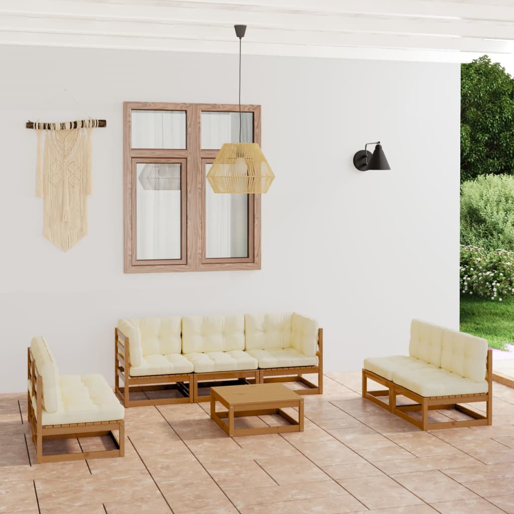 Vixl Set Mobilier De Grădină Cu Perne, 8 Piese, Lemn Masiv De Pin