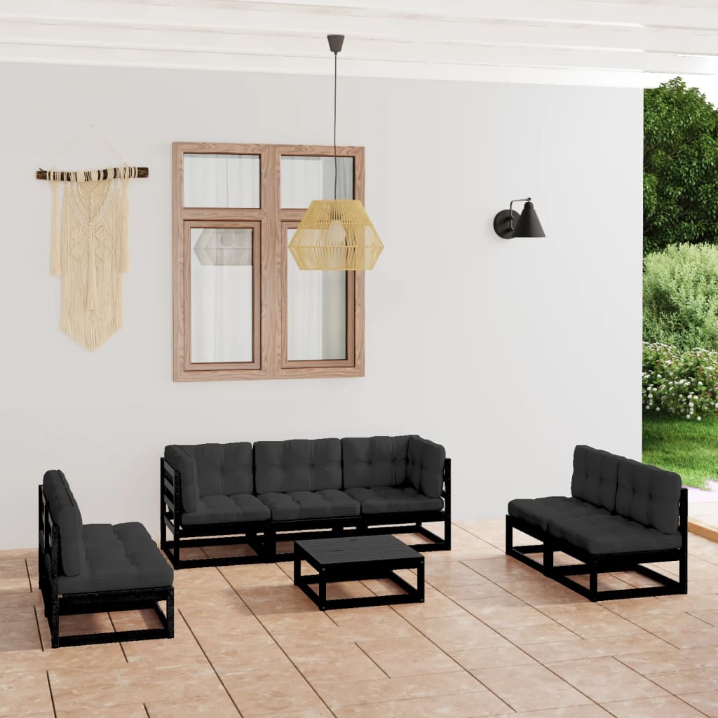 Vixl Set Mobilier De Grădină Cu Perne, 8 Piese, Lemn Masiv De Pin