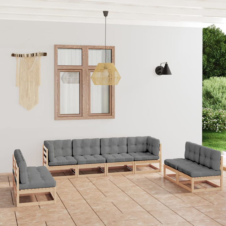 Vixl Set Mobilier Grădină Cu Perne, 8 Piese, Lemn Masiv Pin
