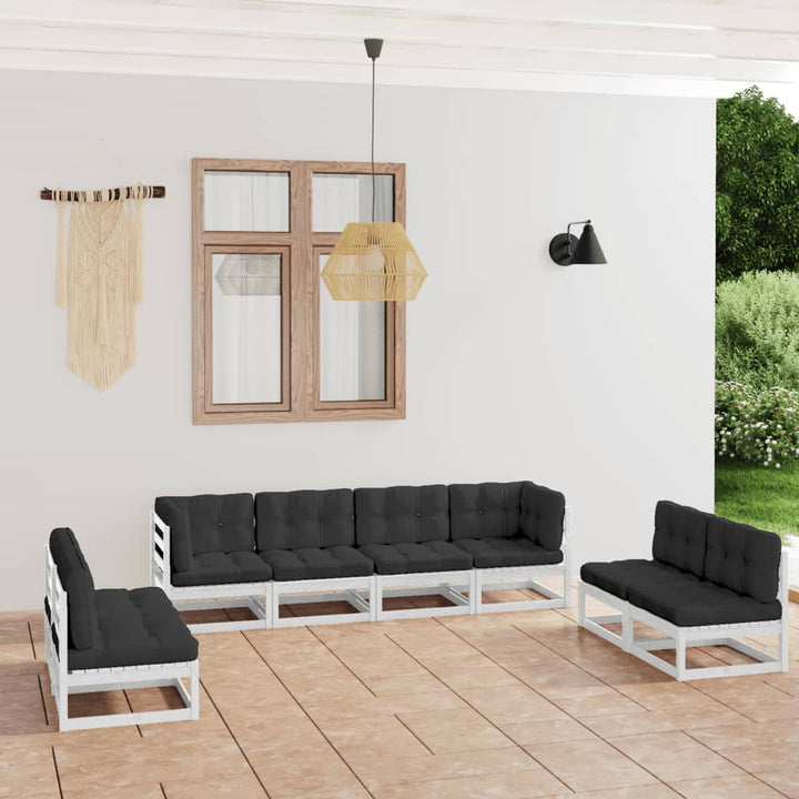 Vixl Set Mobilier Grădină Cu Perne, 8 Piese, Lemn Masiv Pin
