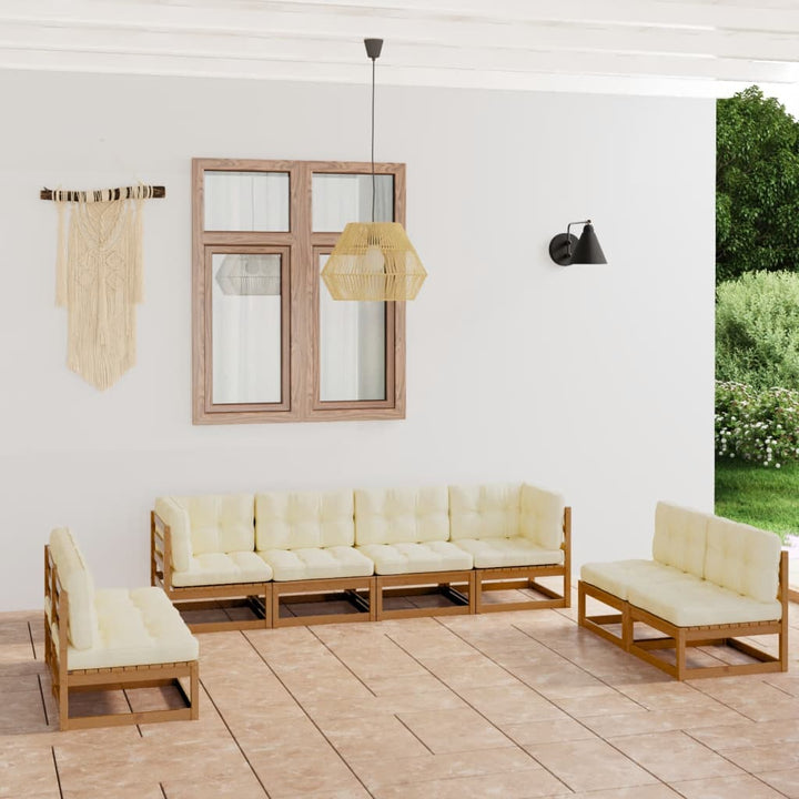 Vixl Set Mobilier Grădină Cu Perne, 8 Piese, Lemn Masiv Pin