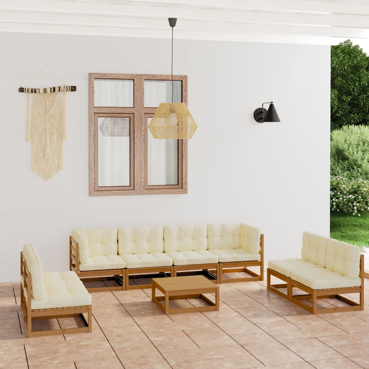 Vixl Set Mobilier Grădină Cu Perne, 9 Piese, Lemn Masiv Pin