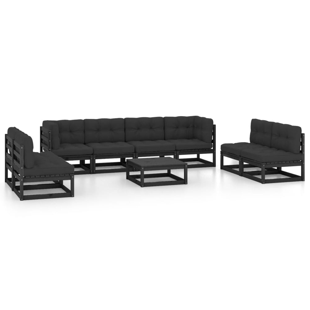 Vixl Set Mobilier Grădină Cu Perne, 9 Piese, Lemn Masiv Pin