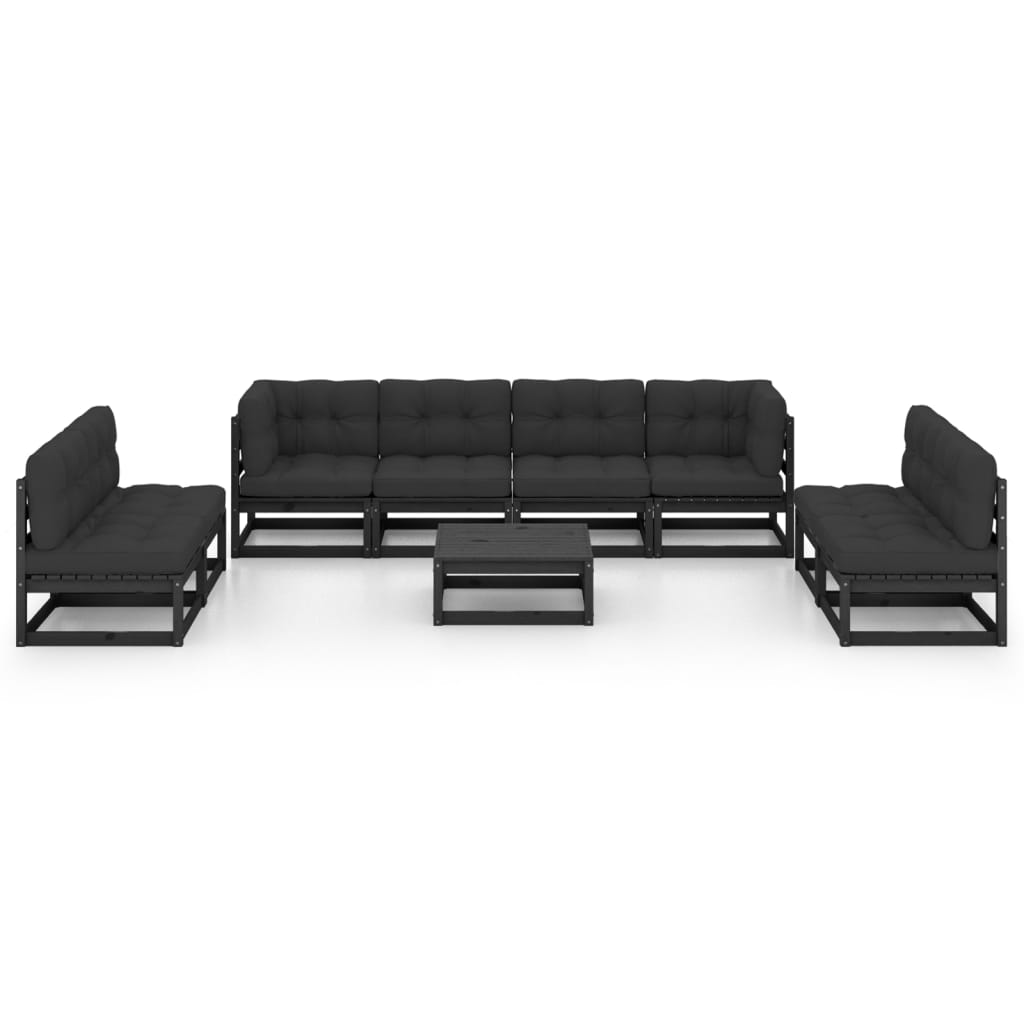 Vixl Set Mobilier Grădină Cu Perne, 9 Piese, Lemn Masiv Pin