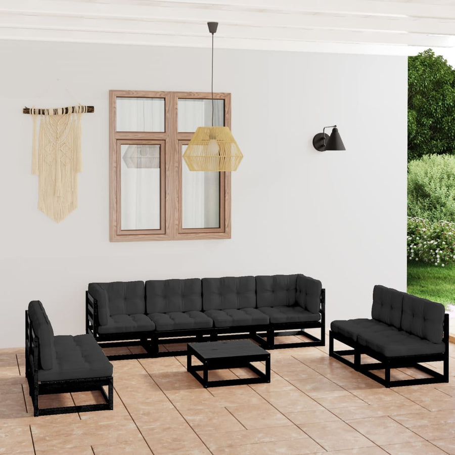 Vixl Set Mobilier Grădină Cu Perne, 9 Piese, Lemn Masiv Pin